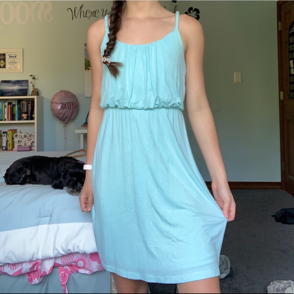 ANN TAYLOR LOFT LIGHT BLUE BEACHY DRESS